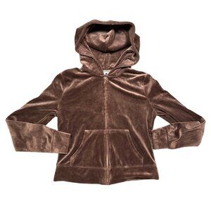 Juicy Couture Chocolate Brown Velour Tracksuit Hoodie Women's Size Small